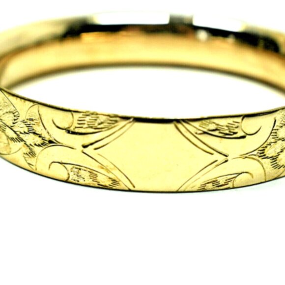 14K Gold Engraved Bangle Bracelet Ornate Florentine - Can be Monogrammed 24g - Picture 1 of 4